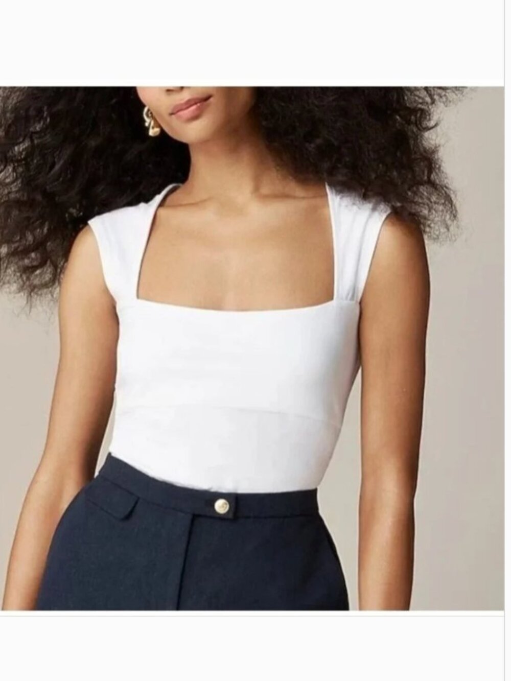 J. Crew Squareneck cap sleeve top in stretch cotton blend